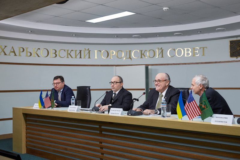 Прес-конференція Геннадія Кернеса і Рудольфа Джуліані