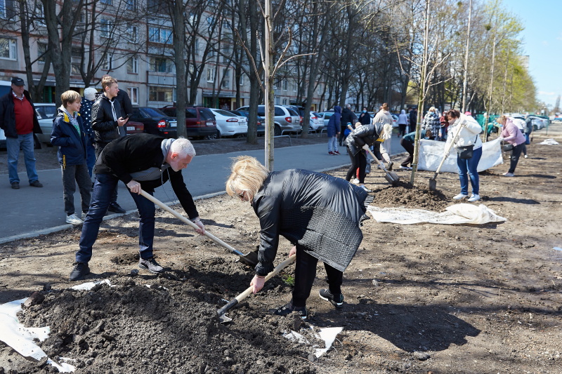 На Салтівському шосе зробили алею замість парковки